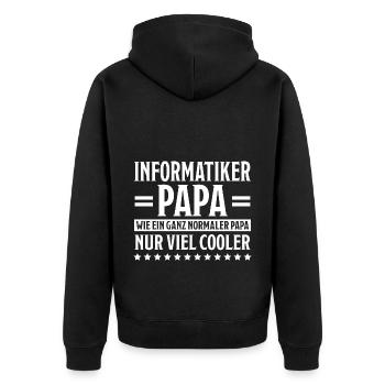 Informatiker Lustig Spruch Programmierer Geschenk - Unisex Premium Bio Zip Hoodie - Schwarz - Hinten - Nico (187cm)