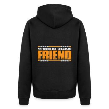My Favorite Doctor Calls Me Friend 8 - Unisex Premium Bio Zip Hoodie - Schwarz - Hinten - Nico (187cm)