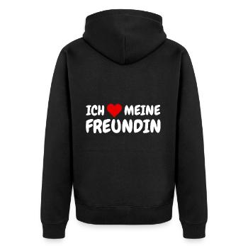Ich Liebe Mein Freundin I Love My Girlfriend - Unisex Premium Organic Zip Hoodie - black - Back - Nico (187cm)