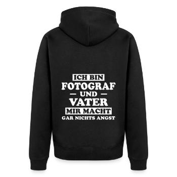 Fotograf Lustiger Spruch Beruf Fotografen Geschenk - Unisex Premium Bio Zip Hoodie - Schwarz - Hinten - Nico (187cm)