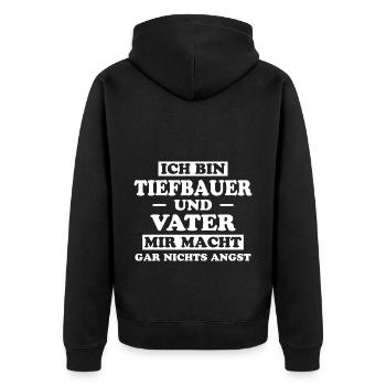 Tiefbauer Beruf Lustiger Spruch Tiefbauer Geschenk - Unisex Premium Bio Zip Hoodie - Schwarz - Hinten - Nico (187cm)