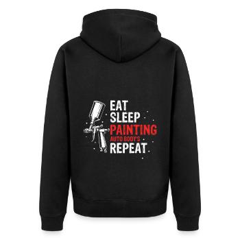 Autolackierer für Autolackierer für Autodetailer - Unisex Premium Bio Zip Hoodie - Schwarz - Hinten - Nico (187cm)
