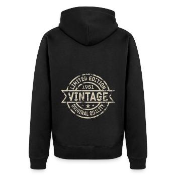 1951 Naissance Anniversaire Année de naissance Millésime - Veste à capuche bio Premium Unisexe - noir - Dos - Nico (187cm)