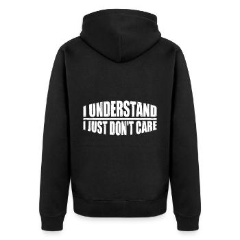 Je comprends, je m’en fiche 10 - Veste à capuche bio Premium Unisexe - noir - Dos - Nico (187cm)