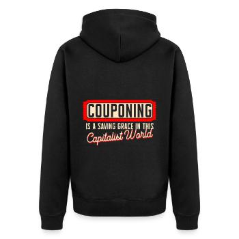 Couponing Is A Saving Grace In This World - Unisex Premium Organic Zip Hoodie - black - Back - Nico (187cm)