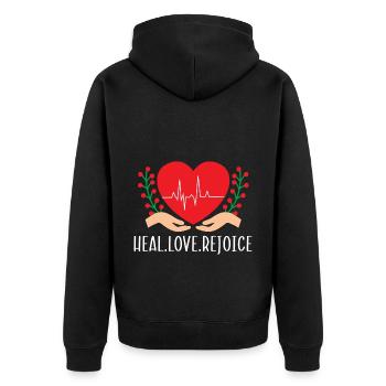 Guérir l’amour Réjouissez-vous Soins infirmiers Malades médicaux - Veste à capuche bio Premium Unisexe - noir - Dos - Nico (187cm)