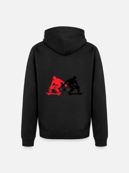 Skateboarding Man Silhouette Skateboard - Unisex Premium Organic Zip Hoodie - black