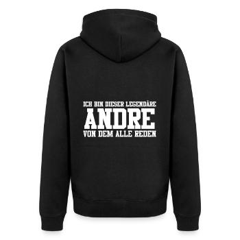Andre Name Design - Unisex Premium Bio Zip Hoodie - Schwarz - Hinten - Nico (187cm)