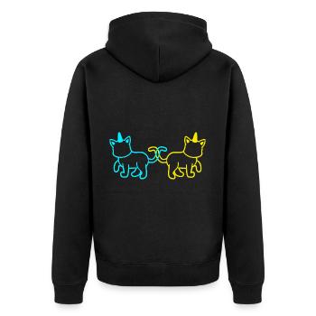 Einhörner Katzen Retro Vintage 80er 90er Katze - Unisex Premium Bio Zip Hoodie - Schwarz - Hinten - Nico (187cm)