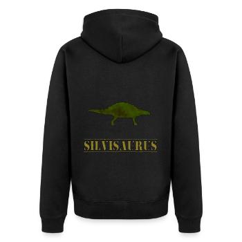 Silvisaurus - Unisex Premium Bio Zip Hoodie - Schwarz - Hinten - Nico (187cm)
