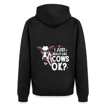 Kuhbauer Lustiger Bauernhof Kühe Tierfarm - Unisex Premium Bio Zip Hoodie - Schwarz - Hinten - Nico (187cm)