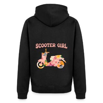 Motorroller Mofa Moped Roller - Unisex Premium Bio Zip Hoodie - Schwarz - Hinten - Nico (187cm)