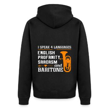 Funny Baritone Player - Unisex Premium Organic Zip Hoodie - black - Back - Nico (187cm)