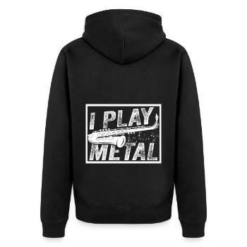 I Play Metal Funny Saxophonist Jazz Saxophone - Unisex Premium Bio Zip Hoodie - Schwarz - Hinten - Nico (187cm)