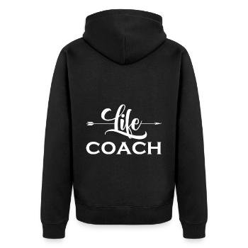 Life Coach Mentor Trainer Mindset Influencer Blog - Unisex Premium Organic Zip Hoodie - black - Back - Nico (187cm)