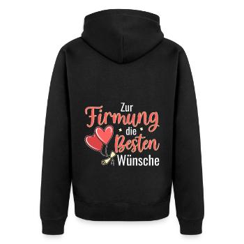 Firmung die Besten Wünsche Firmling - Unisex Premium Bio Zip Hoodie - Schwarz - Hinten - Nico (187cm)