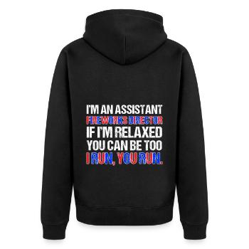 Funny fireworks pyrotechnician saying - Unisex Premium Organic Zip Hoodie - black - Back - Nico (187cm)