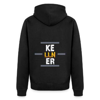 Kellner - Unisex Premium Bio Zip Hoodie - Schwarz - Hinten - Nico (187cm)