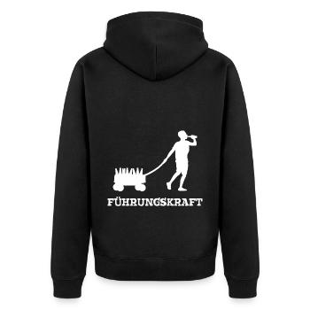 Führungskraft Bollerwagen Bier Löten Vatertag - Unisex Premium Bio Zip Hoodie - Schwarz - Hinten - Nico (187cm)