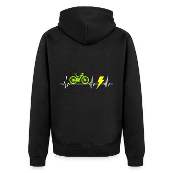 E-Bike Electric Bicycle Bike Cycling Heartbeat - Unisex Premium Organic Zip Hoodie - black - Back - Nico (187cm)