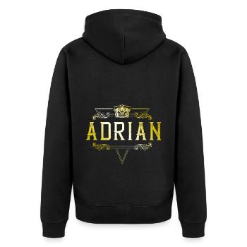 Adrian - Unisex Premium Organic Zip Hoodie - black - Back - Nico (187cm)