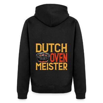 Dutch Oven Meister Dopfen Outdoor - Unisex Premium Bio Zip Hoodie - Schwarz - Hinten - Nico (187cm)