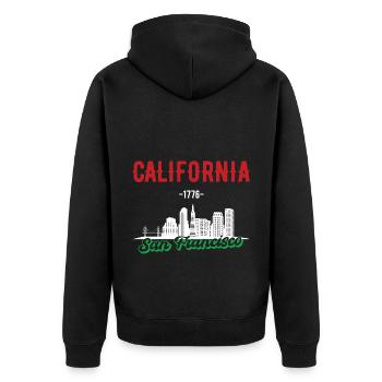 Cadeau du drapeau de la Californie à San Francisco - Veste à capuche bio Premium Unisexe - noir - Dos - Nico (187cm)