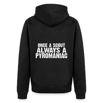 Once A Scout, Always A Pyromaniac 27 - Unisex Premium Bio Zip Hoodie - Schwarz - Hinten - Nico (187cm)