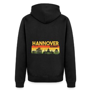 Hannover Skyline Hannoveraner Geschenk - Unisex Premium Bio Zip Hoodie - Schwarz - Hinten - Nico (187cm)