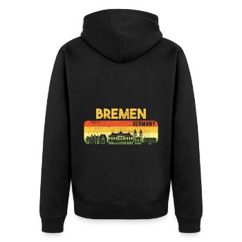 Bremen Skyline Bremer Geschenk - Unisex Premium Bio Zip Hoodie - Schwarz - Hinten - Nico (187cm)