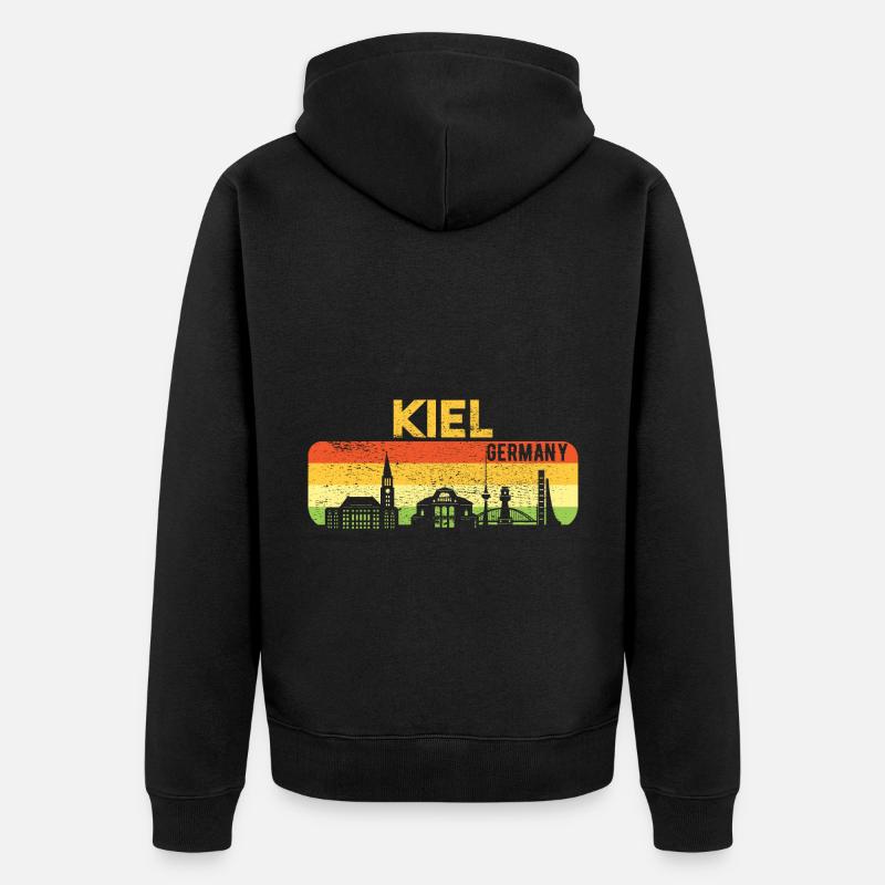 Kiel Skyline Kieler Geschenk - Unisex Premium Bio Zip Hoodie - Schwarz