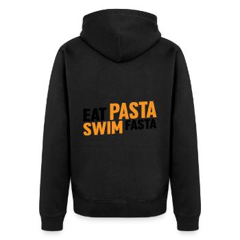 Eat Pasta Swim Fasta 16 - Unisex Premium Bio Zip Hoodie - Schwarz - Hinten - Nico (187cm)