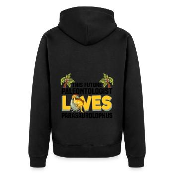 Dino Geschenke - Unisex Premium Bio Zip Hoodie - Schwarz - Hinten - Nico (187cm)