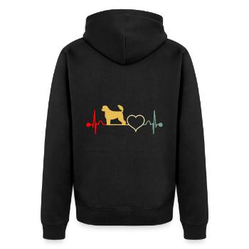 Chien d’eau portugais Portie PWD Heartbeat Vintage - Veste à capuche bio Premium Unisexe - noir - Dos - Nico (187cm)
