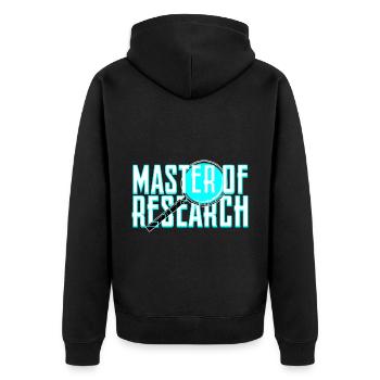 Master of Research - Unisex Premium Organic Zip Hoodie - black - Back - Nico (187cm)