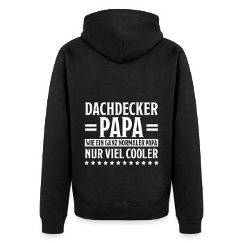 Dachdecker Handwerker Spruch Dachdecker Geschenk - Unisex Premium Bio Zip Hoodie - Schwarz - Hinten - Nico (187cm)