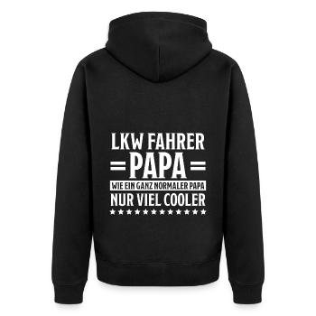 LKW Fahrer Fun Lustiges Spruch LKW Fahrer Geschenk - Unisex Premium Bio Zip Hoodie - Schwarz - Hinten - Nico (187cm)
