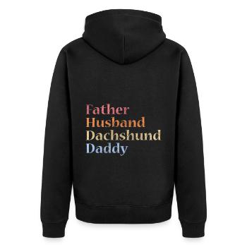 Dackel Hunde Welpe Zwergdackel - Unisex Premium Bio Zip Hoodie - Schwarz - Hinten - Nico (187cm)