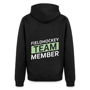 Fieldhockey Team - Unisex Premium Bio Zip Hoodie - Schwarz - Hinten - Nico (187cm)
