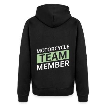 Motorcycle Team - Unisex Premium Organic Zip Hoodie - black - Back - Nico (187cm)
