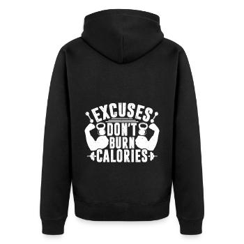 Les excuses ne brûlent pas de calories - Veste à capuche bio Premium Unisexe - noir - Dos - Nico (187cm)