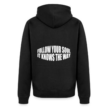 Follow Your Soul, It Knows The Way 4 - Unisex Premium Bio Zip Hoodie - Schwarz - Hinten - Nico (187cm)