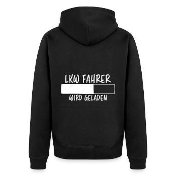 LKW Fahrer Spruch Job Lustiges LKW Fahrer Geschenk - Unisex Premium Bio Zip Hoodie - Schwarz - Hinten - Nico (187cm)