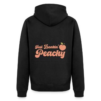 just peachy - peach fruit saying - Unisex Premium Organic Zip Hoodie - black - Back - Nico (187cm)