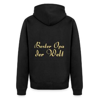 Bester Opa der Welt - Unisex Premium Bio Zip Hoodie - Schwarz - Hinten - Nico (187cm)