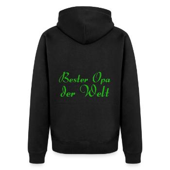 Bester Opa der Welt - Unisex Premium Bio Zip Hoodie - Schwarz - Hinten - Nico (187cm)