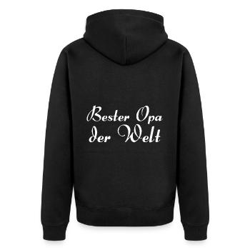 Bester Opa der Welt - Unisex Premium Bio Zip Hoodie - Schwarz - Hinten - Nico (187cm)