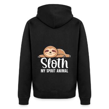 Faultierliebhaber sagt lustige faule Faultiere schlafen - Unisex Premium Bio Zip Hoodie - Schwarz - Hinten - Nico (187cm)