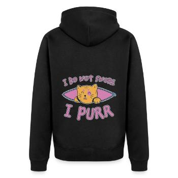 Purring Snoring Funny Saying Cat Gift - Unisex Premium Organic Zip Hoodie - black - Back - Nico (187cm)
