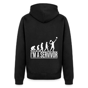 Tennis - Unisex Premium Bio Zip Hoodie - Schwarz - Hinten - Nico (187cm)